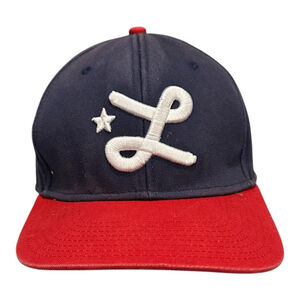 LRG Hat Cap Snap Back One Size Navy Blue Red Script L Star Baseball Mens